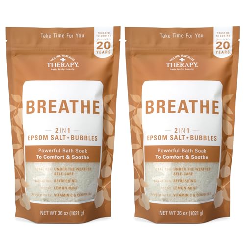 Village Naturals Breathe Foaming Body Soak Lemon Menthol Peppermint 36oz Pack of 2