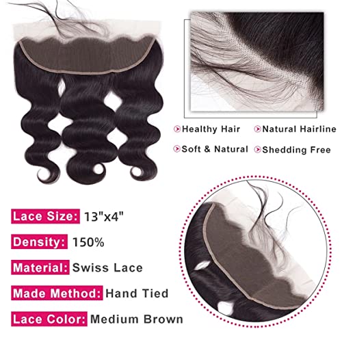 14 Inch Body Wave HD Lace Frontal Human Hair 13x4 Brazilian Virgin Closure