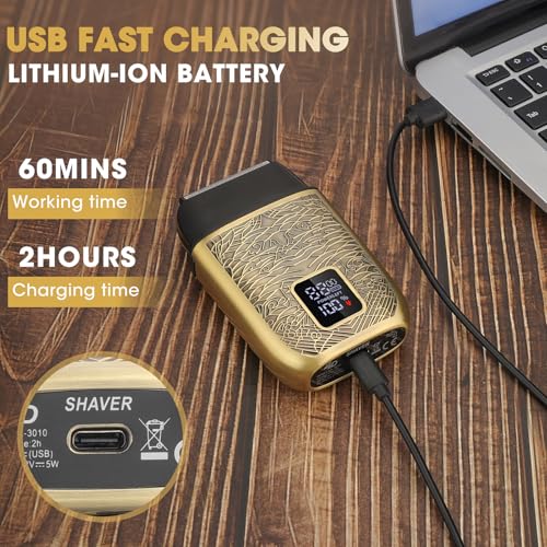 Bronze Electric Shaver for Men, Waterproof Triple Foil Razor, USB Rechargeable Bald Head Grooming
