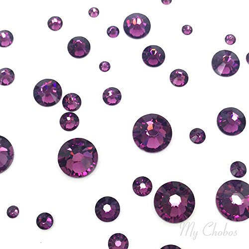 144 Amethyst Swarovski Flatback Crystals Assorted Sizes for Crafts & Jewelry