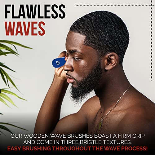 Men's 360 Wave Brush Set - Soft, Medium & Hard Handle Grooming Brushes