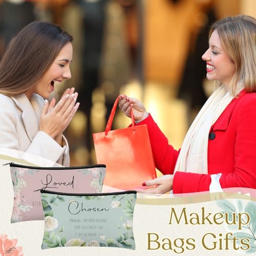 Brave Christian Gifts Makeup Bags Set - Morandi Style, 30 Pcs, Large Capacity, Inspirational Bible Verse Designs
