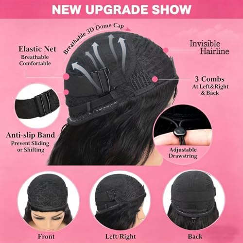 Hunt Charm 18 Inch Body Wave Glueless Half Wig 3-in-1 Human Hair with Drawstring & Headband - BD-1B