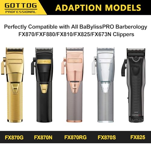 FX8010G Replacement Blades for BaBylissPRO FX870, FX890, FX825, FX673 Clippers, DLC Replacement Fade Blade Compatible with Babyliss Clipper Blades,Gold