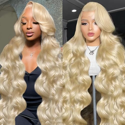 26 Inch Blonde Human Hair Lace Front Wig 13x6 Body Wave Unprocessed 613