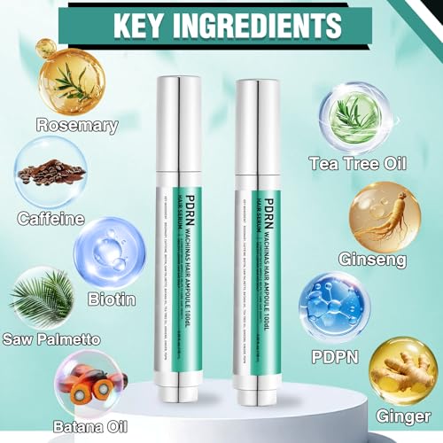 Wachinas PDRN 100 Hair Ampoule 0.5 Fl Oz Pack of 2 | Hair Growth Serum with Saw Palmetto & Biotin