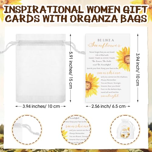 Sunflower Inspirational Compact Mirror Set with Cards - 12 Pack for Women & Gift