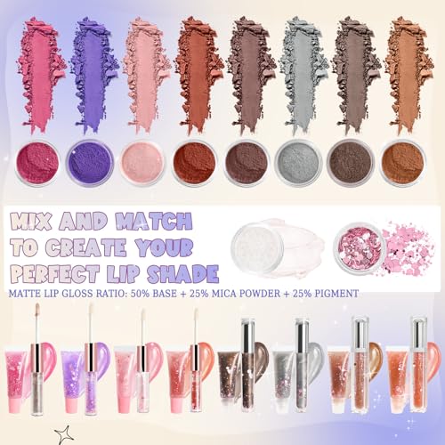 Lip Gloss Making Kit, Lipgloss Making Kit for Women, Beginner, Girls, Moisturizing Matte & Moist Lipgloss Base, Double-Ended Tubes, Jojoba Oil, Tween Girls Trendy Stuff
