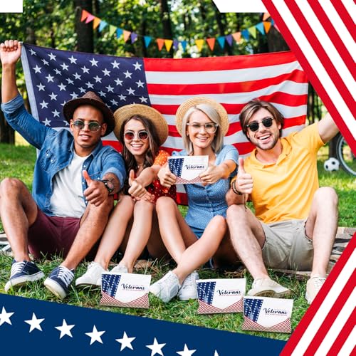 SilTriangle 100 Pcs Christmas Veterans Thank You Gift Bag Veterans Gift Bulk Red Blue EVA Cosmetic Bag American Flag Thank You for Your Service Patriotic USA Party Favors for Men Soldier