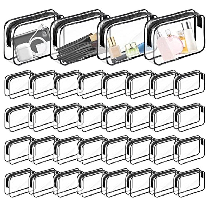 36PCS Clear Makeup Bags, Zippered Travel Toiletry Bag, PVC Plastic Travel Bags for Women Men, Travel Waterproof Portable Bag for Bathroom, TSA Approved