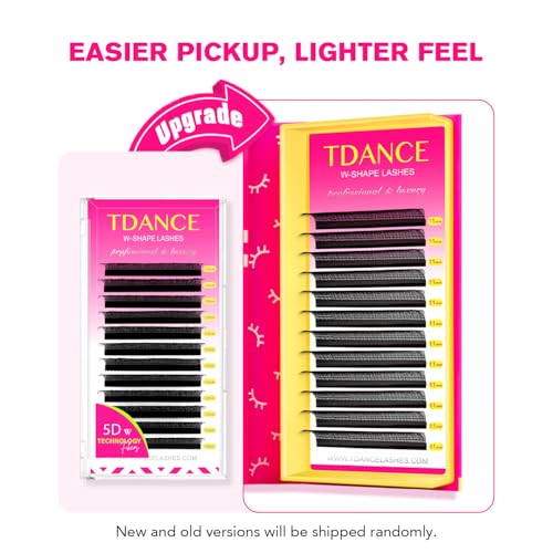 TDANCE YY Lash Extensions Premade Volume Eyelash Fans YY Lashes Matte Black W Lashes Extensions(W-5D-0.07-D,8-15 mm)