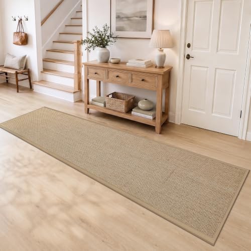 Ultra Thin Hallway Runner Rug 28x144 Beige Non Slip Entryway Mat