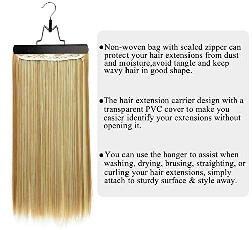 23.6 Inch Hair Extension Storage Bag with Hanger - Waterproof Dustproof Portable Organizer - Black