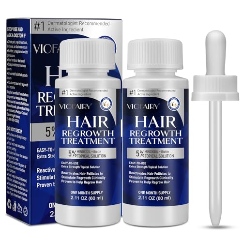 Minoxidil 5% Hair Growth Serum for Men and Women - 2 Bottles - Thicker, Fuller Hair Regrowth Treatment