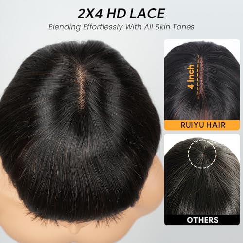 8 Inch Natural Color Human Hair Wigs with Bangs - HD Lace Front Bob Wig for Black Women