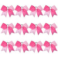 CEELGON 12 Pack Light Pink & Hot Pink Rhinestone Cheer Bows 7" Ponytail Holders for Cheerleaders Girls Sports