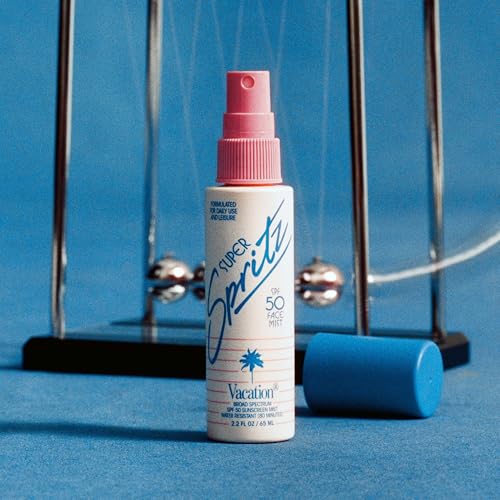 Vacation Mini Super Spritz SPF 50, Water-Resistant, Daily Face Sunscreen Spray, Mini Setting Spray, Non-Comedogenic, Vegan, Travel Size, 1 Fl. Oz. (Value Pack of 6)