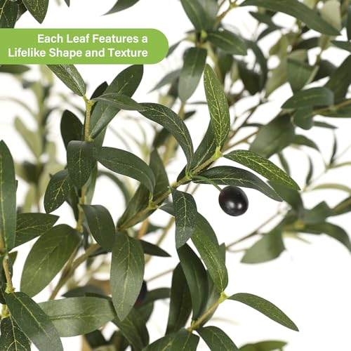 FEELEAD 6ft Artificial Olive Tree with Pre-Potted Planter - Indoor Home Decor