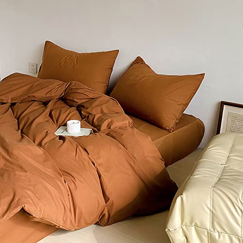 Pumpkin Color Queen Comforter Set - Rust Microfiber Bedding with Pillowcases