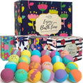 Bath Bombs Gift Set for Women and Girls - 24 Natural & Organic Relaxation Soaks - Variation of 24 Bath Bombs