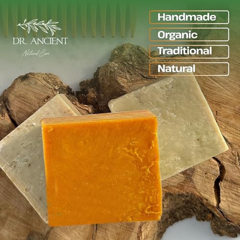 Dr.Ancient Turmeric Soap Bar, Organic Soap Bars Handcrafted the Traditional Way, Natural Chemical-Free, Vegan, Used for Face Wash, Body Wash, and Hand Cleansing, Nourishing Care (Pack of 4)