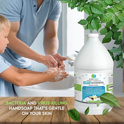 128 Fl Oz Hand Soap Refill - Moisturizing Antibacterial Liquid Soap with Vanilla Scent - Gentle, Vegan & Made in USA
