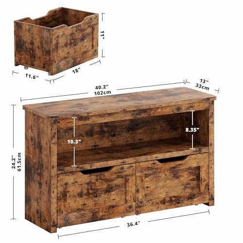 IRONCK Large Vintage Brown Toy Storage Organizer with Drawers & Shelves