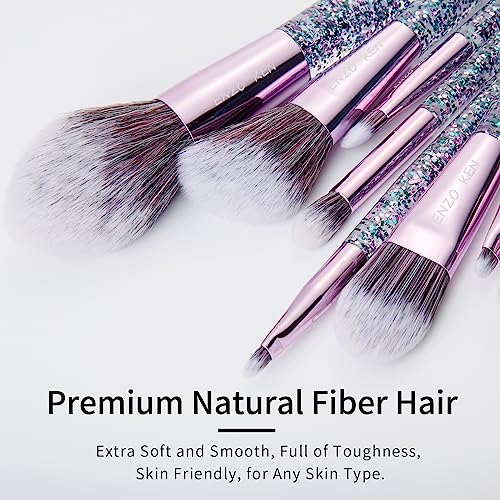 Girls Makeup Brushes Set for Teens with Case, Glitter Teen Make up Brush Set, Eyeshadow Brush Set for Teen Girls, Teenagers Eye Shadow Brush Set, Vegan Makeup Brush