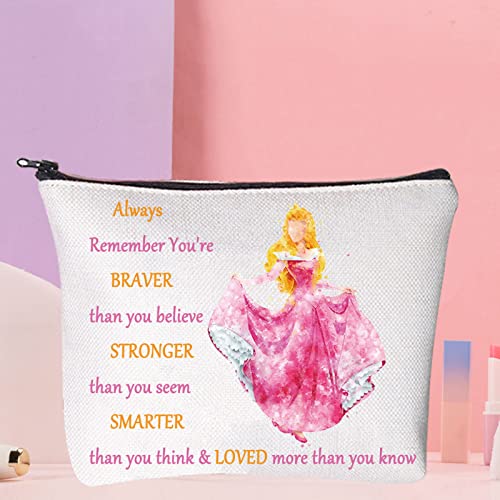 WZMPA Princess Cosmetic Makeup Bag Movie Fans Gift You Are Braver Stronger Smarter Than You Think Princess Makeup Zipper Pouch Bag For Women Girls (Always Sleeping)