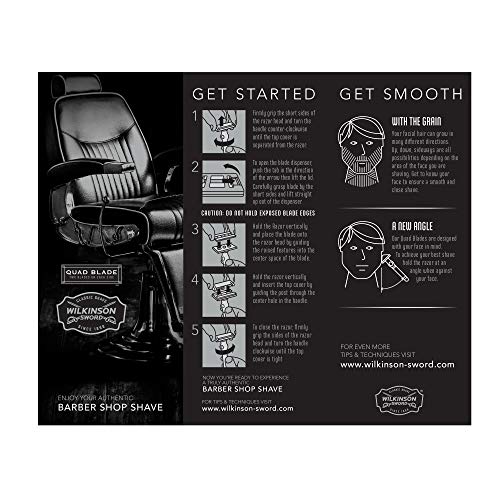 Wilkinson Sword Quad Blade Razor for Men with 5 Quad Blade Razor Refills