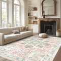 Dusty Pink Boho Area Rug 6x9 Washable Non-Slip Modern Carpet for Living Room
