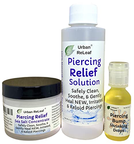Piercing Aftercare Set with Sea Salt & Bump Shrinking Drops - Soothing Relief