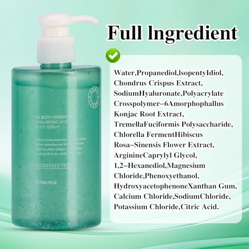 Hyaluronic Acid Body Serum for Dry Skin with Red Algae Extract - Long-Lasting Moisturizer for Men & Women