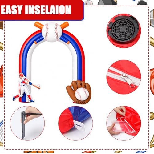 9 Ft Inflatable Baseball Arch with LED Lights for Sports Events & Parties