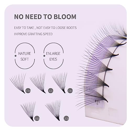 Premade Fans Eyelash Extensions 10D Thickness 0.07 D Curl 8-15mm Mix Short Stem Pointy Base Premade Volume Lash Extensions C D Curl(10D-D-0.07,8-15mm Mix)