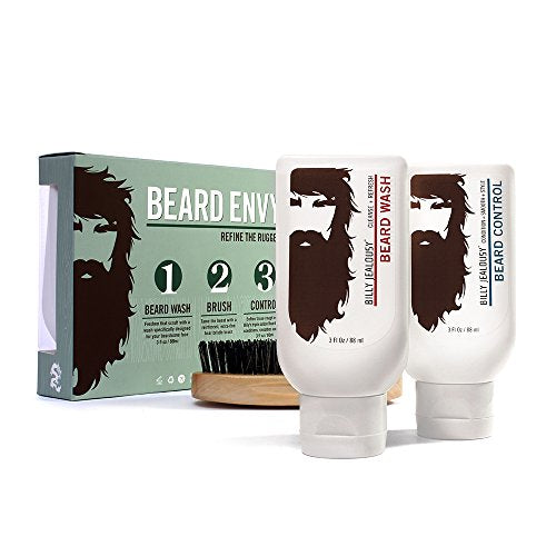 Original Beard Envy Facial Hair Refining Kit with Beard Wash & Boar Bristle Brush