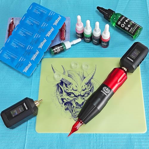 Wireless Tattoo Kit with 2 Batteries - Complete Professional & Beginner Set