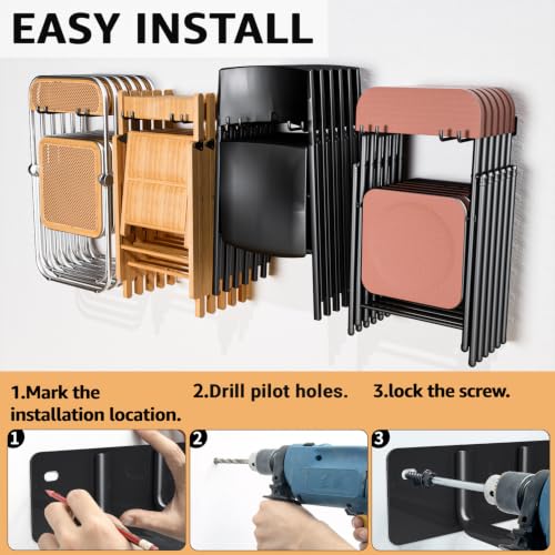 YYR Folding Chair Storage Rack 4 Pack Wall Mount Garden & Garage Organizer