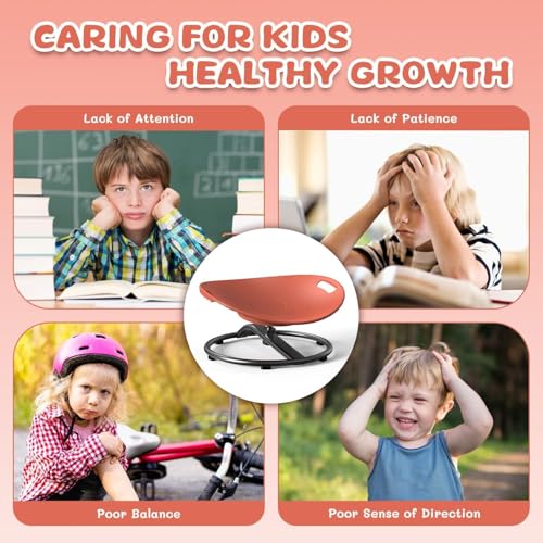 Kids Sensory Spinning Chair with Safety Handle - Orange, Small