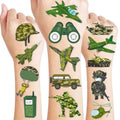 96 PCS Military Camouflage Temporary Tattoos Themed Army Birthday Party Decorations Supplies Favors Decor Camo Soldier Tank Helicopter Tattoo Stickers Gifts For Kids Adults Boys Girls Prizes Carnival