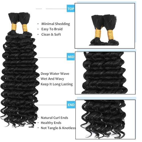 HuxoWax 1B Boho Braiding Hair - Pre-Stretched Natural Black Human Hair 24 Inch