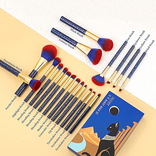 Docolor Makeup Brush Set 19 Pieces - Ancient Egyptian Luxe Design, Professional Quality