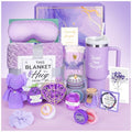 Birthday Gift for Women, Self Care Get Well Soon Gifts, Lavender Relaxing Spa Basket Care Package w/ Flannel Blanket 40 oz Tumbler, Unique Valentines Gifts for Women Mom Her Friend Sister Wife