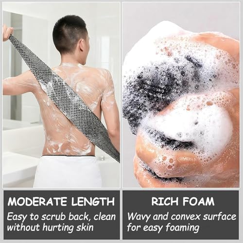 Exfoliating Shower Towel, Premium Scrub Wash Cloth for Body Face, Deep Exfoliating, 2-in-1 Exfoliating Washcloth with 2 Sides for All Skin Types (2PCS)
