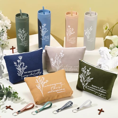 Christian Appreciation Gift Set for Women - Morandi Colors, Floral Design, 4-Piece Religious Gift Bundle