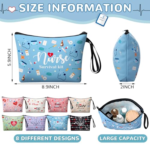 Fashionable Nurse Cosmetic Bags Bulk - 24 Pack with Handles, Vibrant Colors