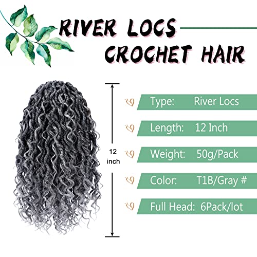 Grey Faux Goddess Locs Crochet Hair 12 Inch - T1B/Grey, Pack of 6