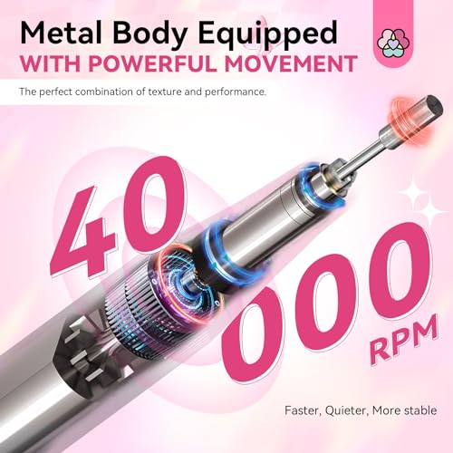 SAVILAND Professional Nail Drill for Acrylics & Jasmine Essential Oil : 2024 High Tech 40000RPM Electric Nail Drill 6000mAh Efile Machine Rechargeable Nail File Portable Nail Grinder Ceramic Drill Bit