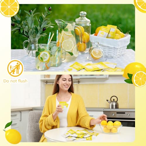 Lemon Essential Oil Wet Wipes - 200 Individually Wrapped Facial & Body Cleansing Wipes