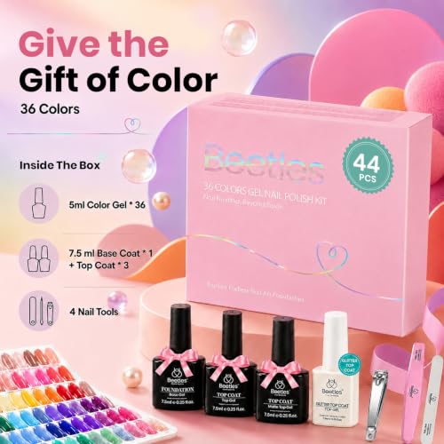 Beetles Gel Nail Polish Set - 36 Colors Vivid Seasons Fall with Top Coats & Tools - Variation: A-Mixed Finishes